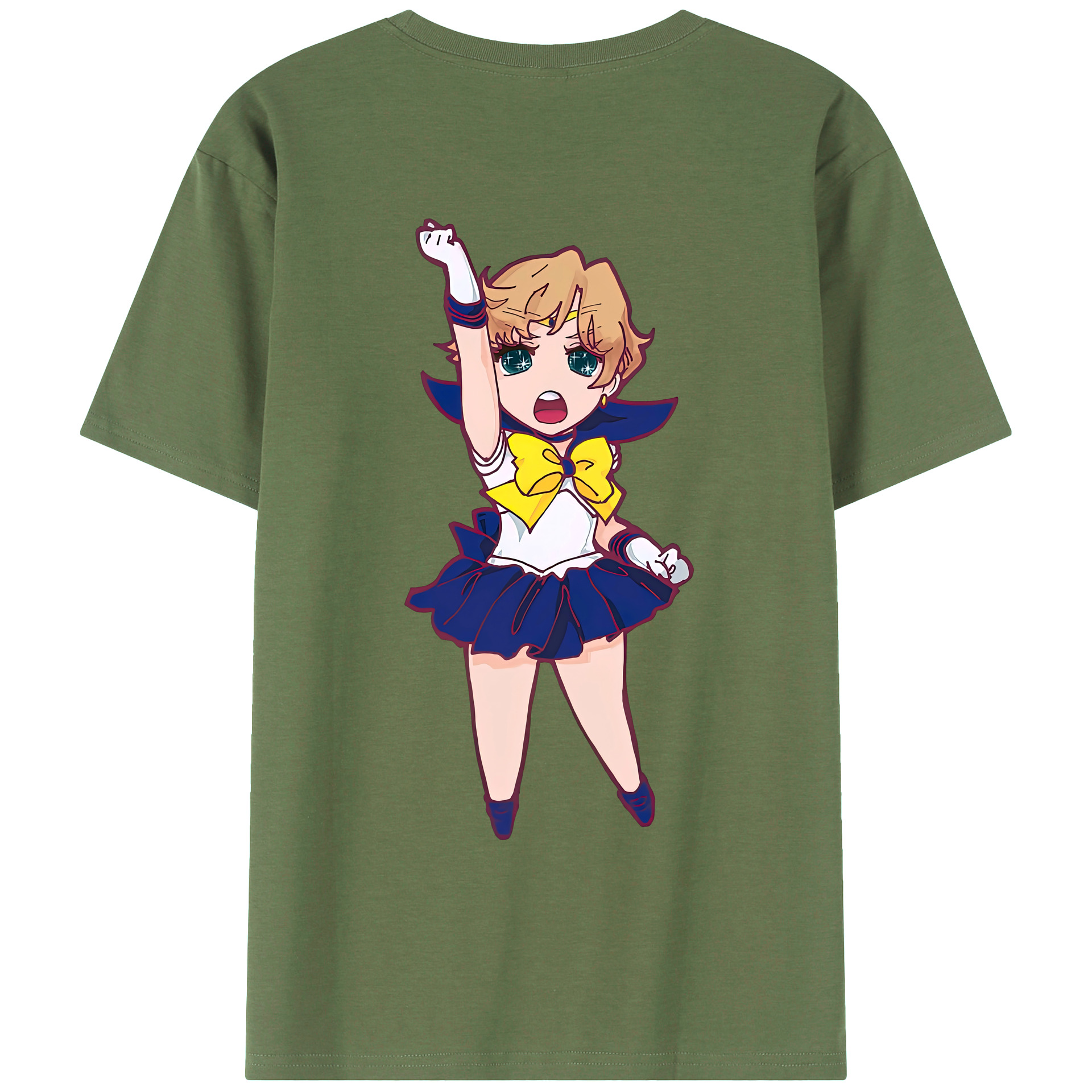 （画像用） 美少女戦士セーラームーン 天王はるか Sailor Moon Tenoh Haruka 綿100％ メンズ半袖Tシャツ（バックプリント） 通気性